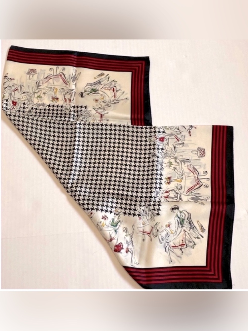 Talbots Scarf Houndstooth 100% Silk Scarf